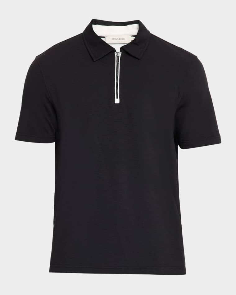 Men's Quarter-Zip Melange Performance Knit Polo Shirt by BUGATCHI
