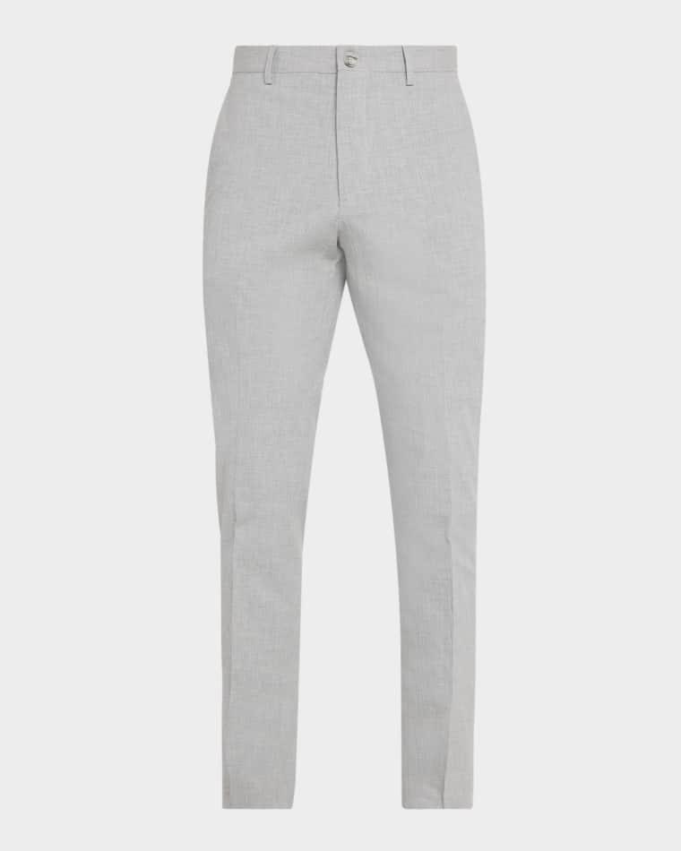 Men's Sharkskin Cotton Slim Flat-Front Chino Pants by BUGATCHI