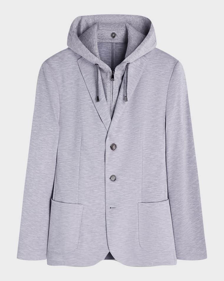 Men's Three-Button Blazer with Hooded Bib by BUGATCHI
