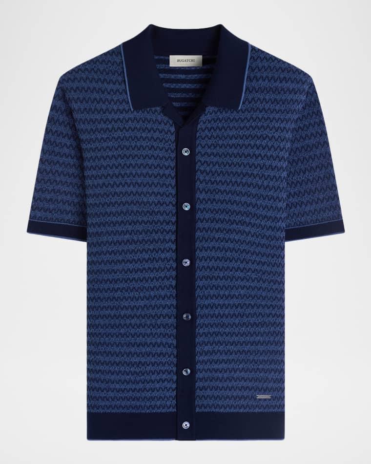 Men's Two-Tone Honeycomb Button-Front Sweater by BUGATCHI