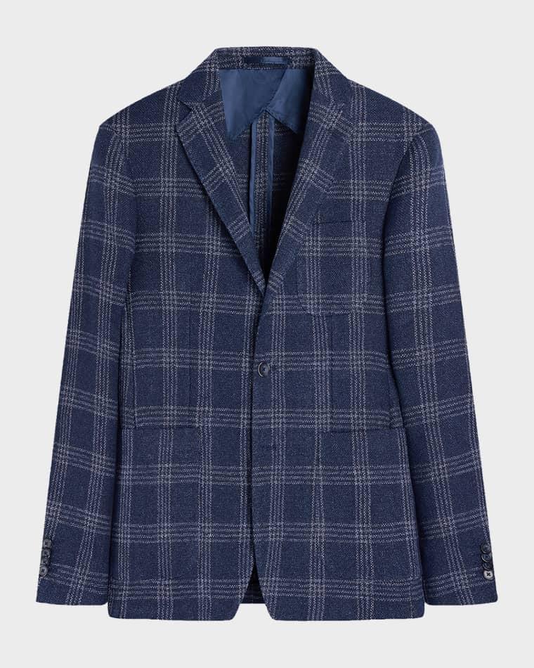 Men's Windowpane Two-Button Blazer by BUGATCHI
