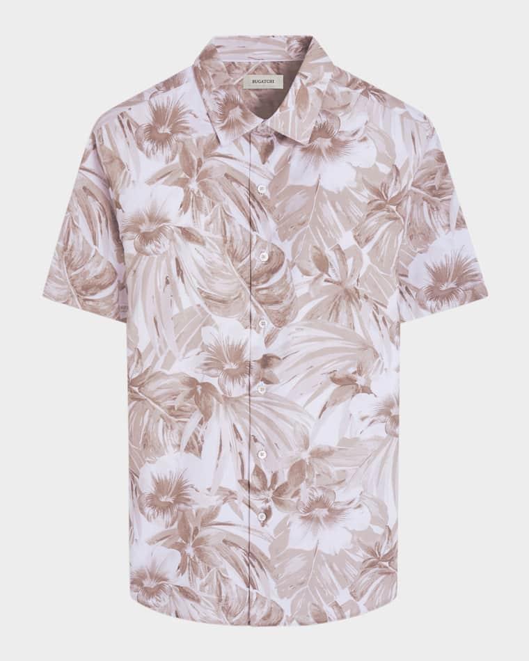Men's Woven Floral Short-Sleeve Shirt by BUGATCHI
