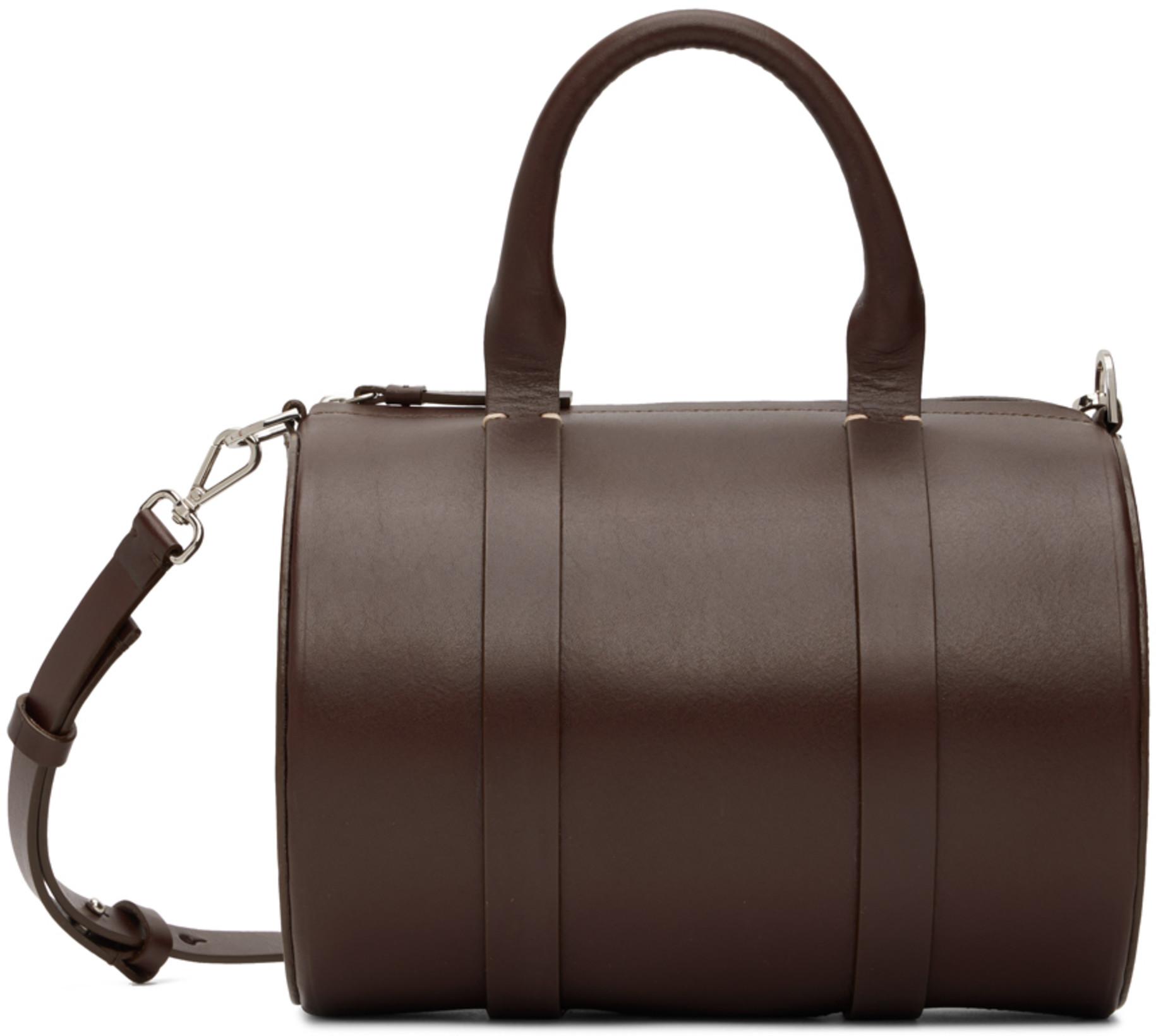 Brown Mini Cylinder Duffel Bag by BUILDING BLOCK
