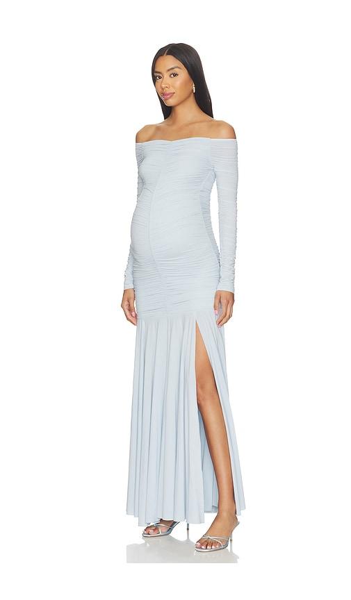 BUMPSUIT Airbrush Off The Shoulder Dress in Baby Blue by BUMPSUIT