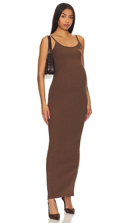 BUMPSUIT Maxi Rib Maternity Dress in Brown by BUMPSUIT