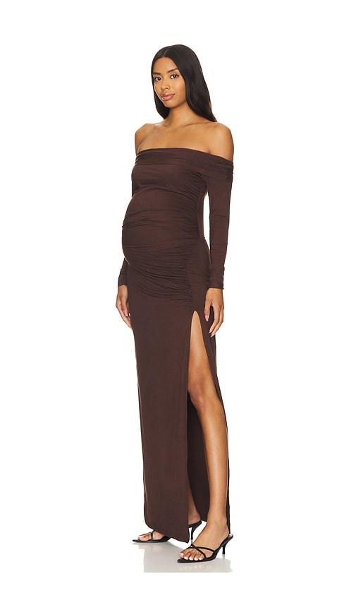 BUMPSUIT Off The Shoulder Evening Dress in Chocolate by BUMPSUIT