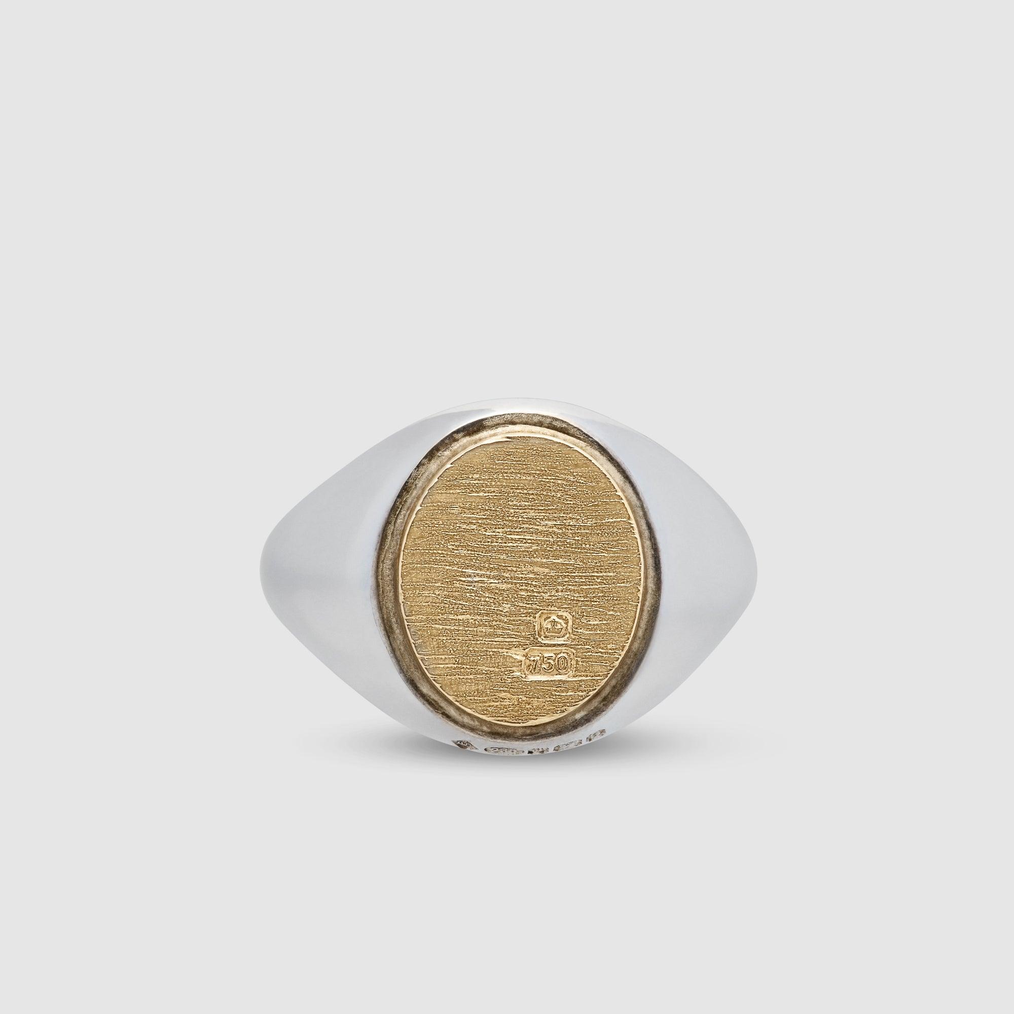 BUNNEY - Signet Ring With Gold Bark Detail by BUNNEY