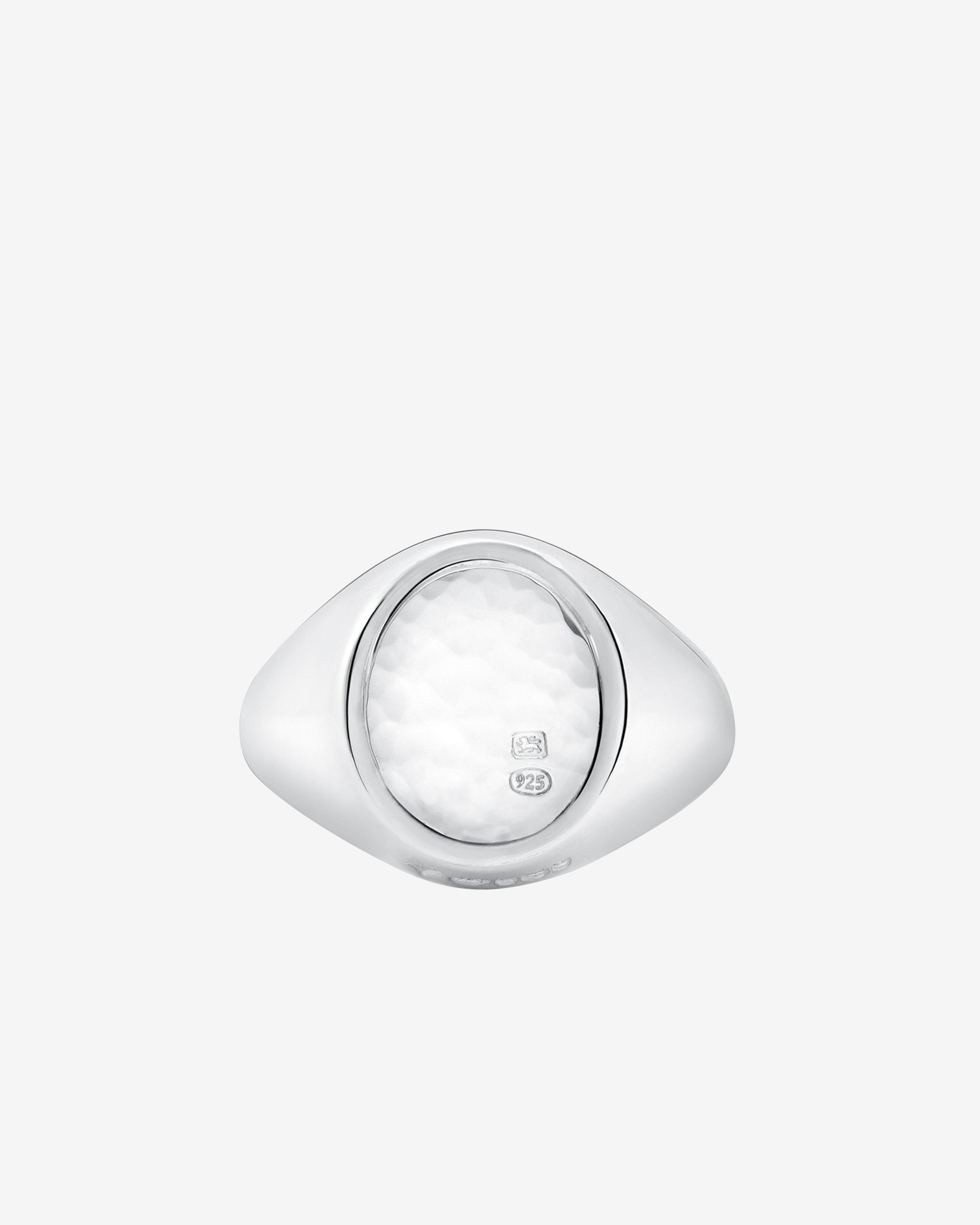 Bunney - Men's Oval Hammered Signet Ring - (Silver) by BUNNEY