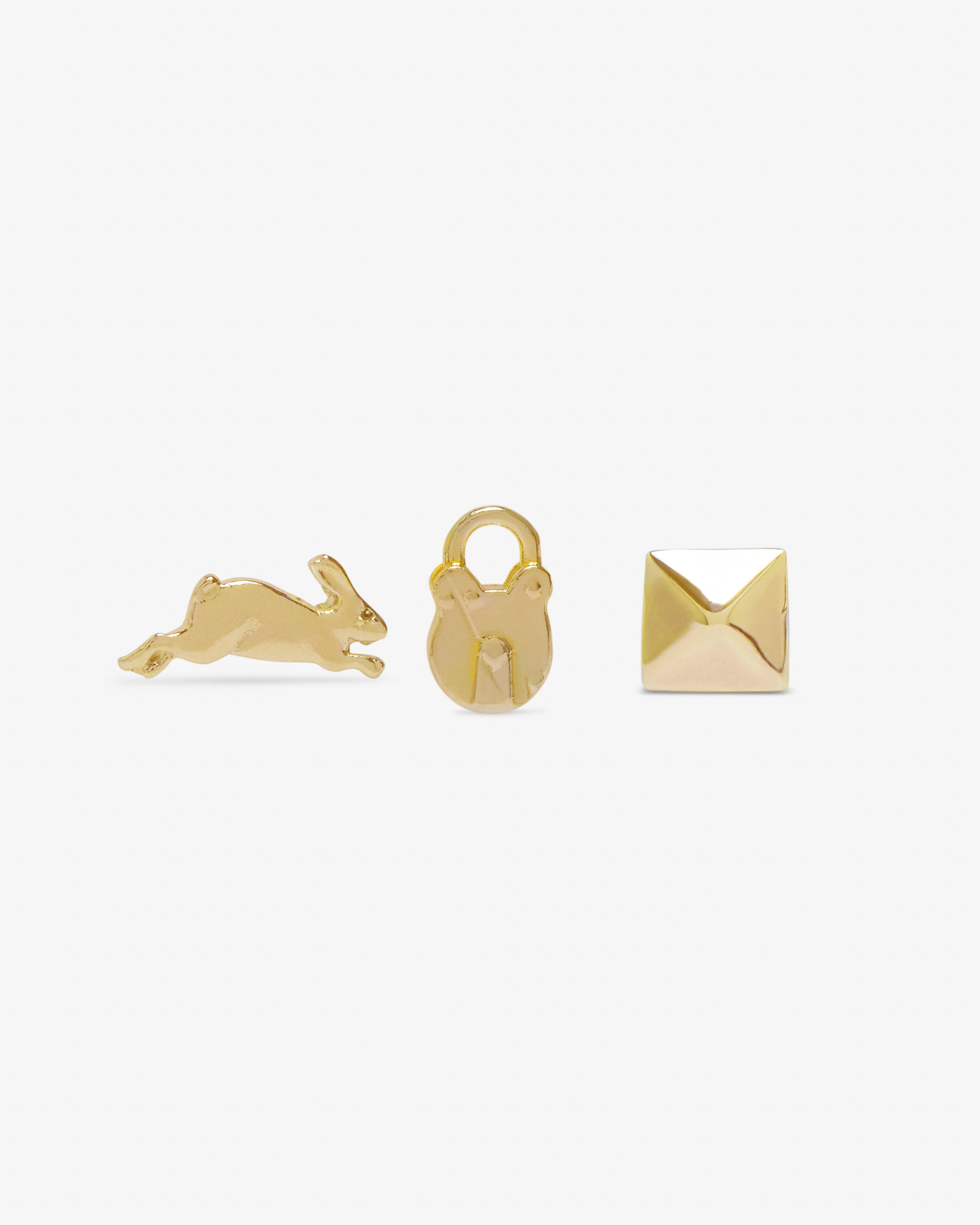 Bunney -  Set Of 3 Icon Earrings - (Yellow Gold) by BUNNEY