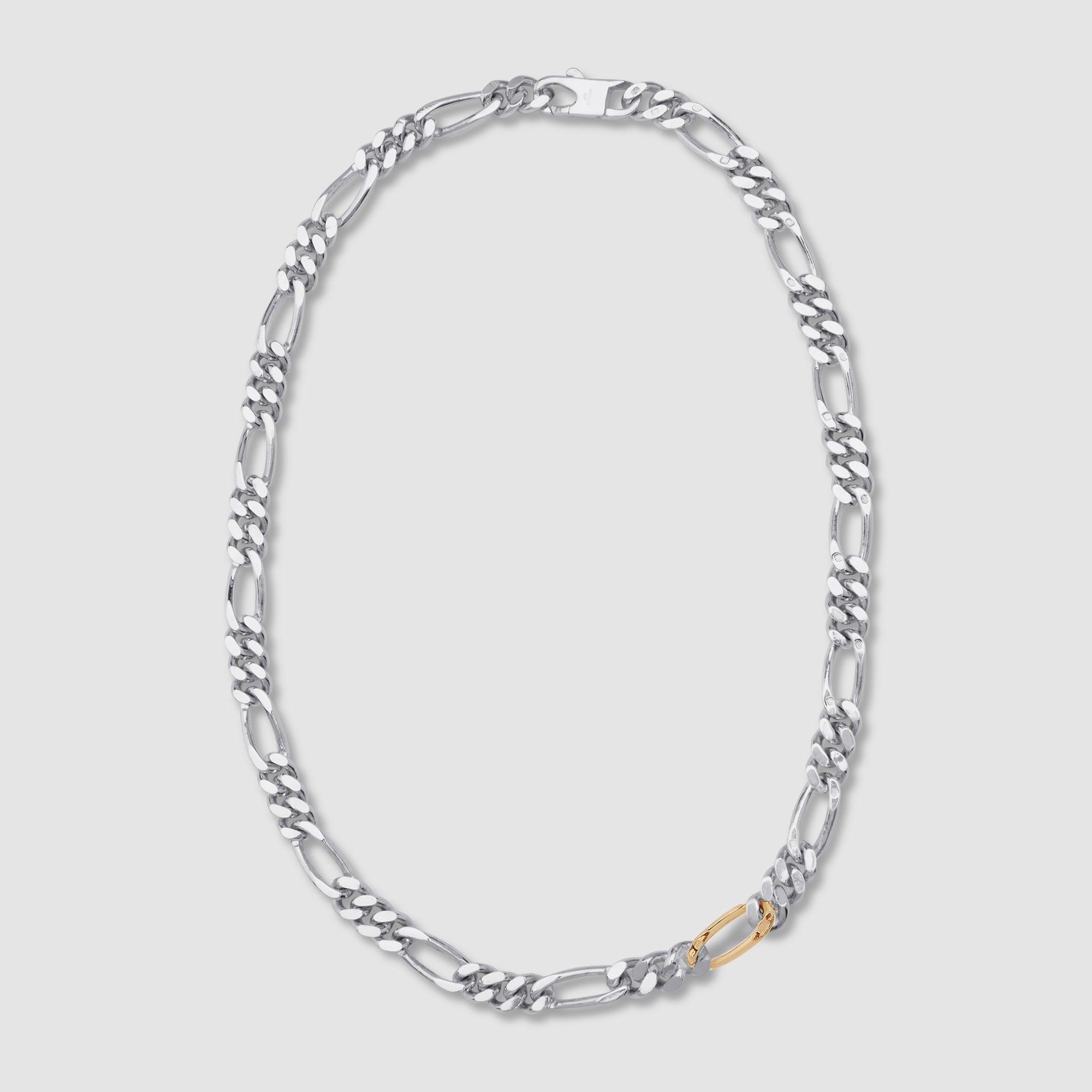 Bunney - Silver Figaro Necklace with Gold Link - (Silver) by BUNNEY