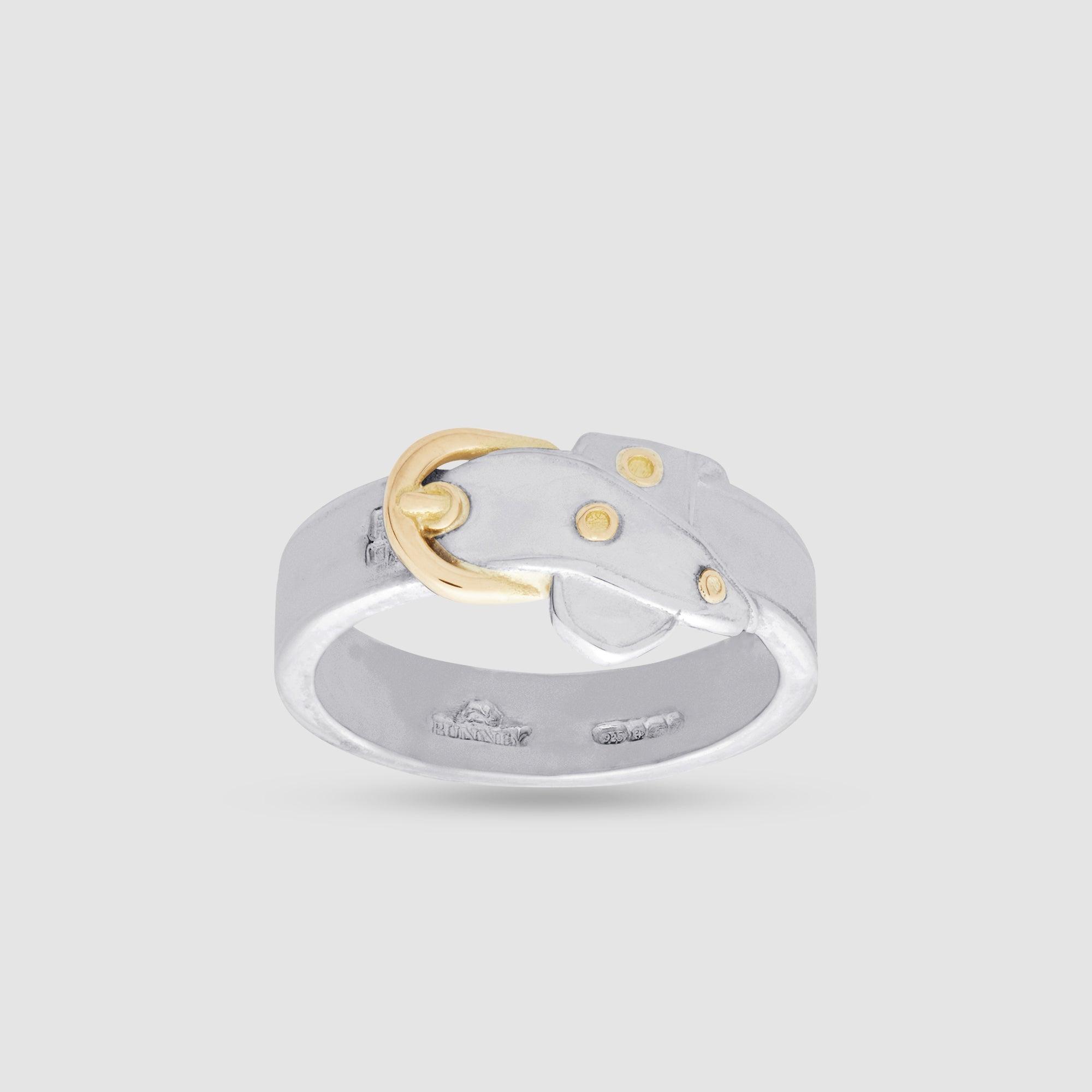 Bunney - Silver and Yellow Gold Precious Wares Belt Ring - (White) by BUNNEY