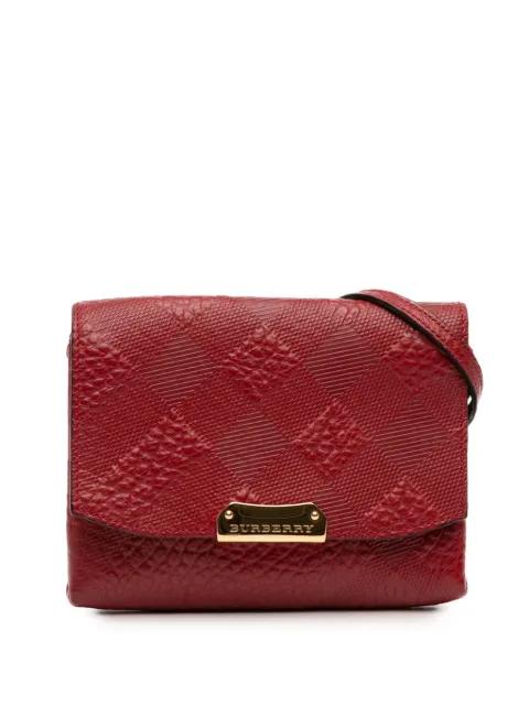 2000-2017 Embossed Grain Check Leather Langley crossbody bag by BURBERRY 