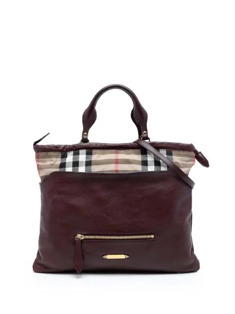 2000-2017 House Check Trimmed Leather Big Crush Convertible Tote satchel by BURBERRY 