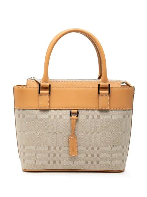 2000-2017 Leather Trimmed Tonal Check Canvas handbag by BURBERRY 