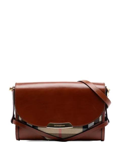 2000-2017 Leather and House Check Canvas Bridle Abbott crossbody bag by BURBERRY 