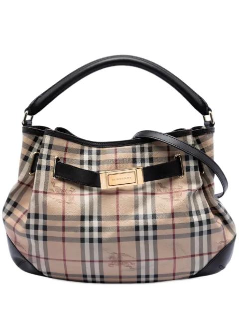 2000-2017 Medium Haymarket Check Coated Canvas Willenmore Hobo satchel by BURBERRY 