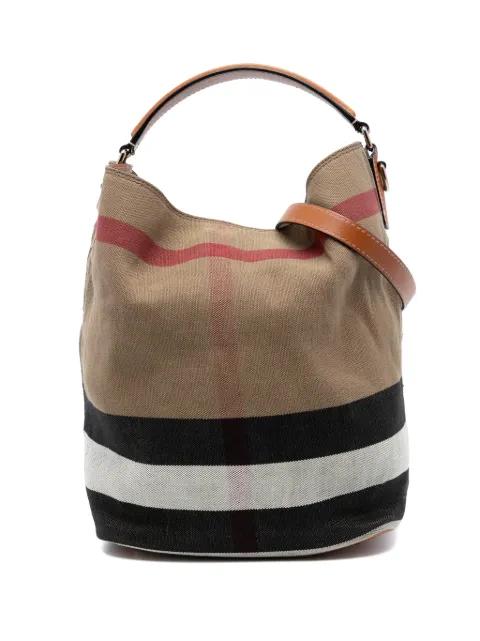 2000-2017 Medium Mega Check Canvas Ashby Bucket Bag satchel by BURBERRY 