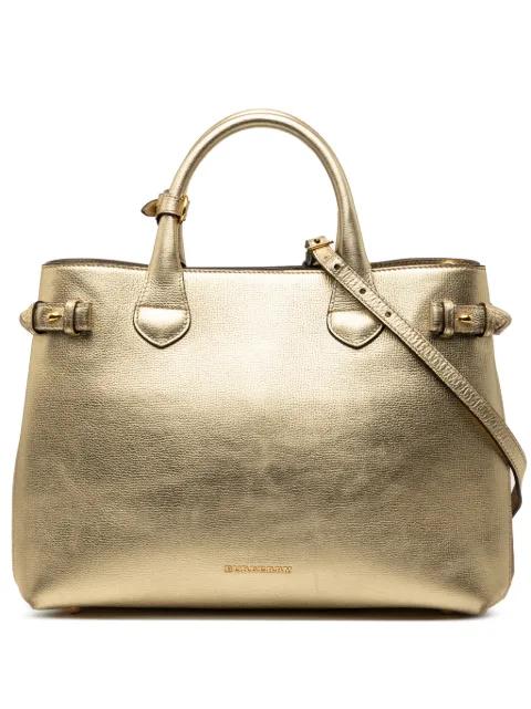 2000-2017 Medium Metallic Leather and House Check Banner satchel by BURBERRY 