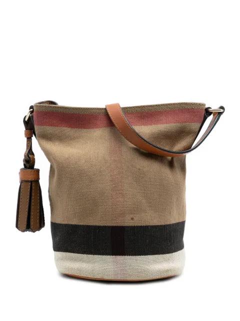 2000-2017 Mini Mega Check Canvas Ashby Tassel bucket bag by BURBERRY 