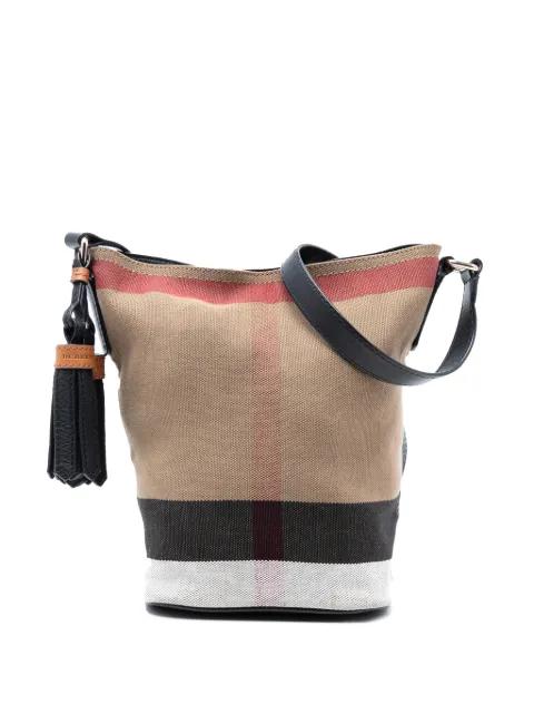 2000-2017 Mini Mega Check Canvas Ashby Tassel bucket bag by BURBERRY 