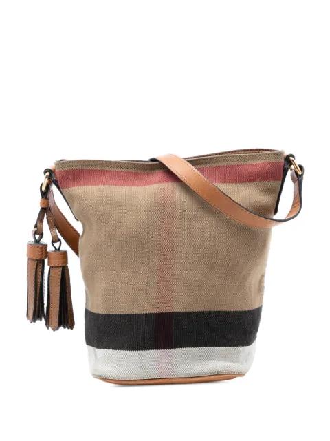 2000-2017 Mini Mega Check Canvas Ashby Tassel bucket bag by BURBERRY 