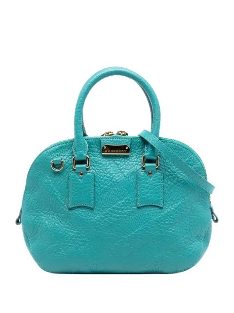 2000-2017 Small Heritage Grain Check Embossed Leather Orchard Bowling Bag satchel by BURBERRY 