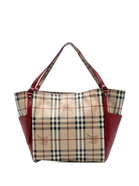 2000-2017 Small Leather Trimmed Haymarket Check Coated Canvas Canterbury tote bag by BURBERRY 