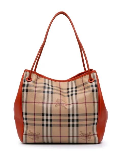 2000-2017 Small Leather Trimmed Haymarket Check Coated Canvas Canterbury tote bag by BURBERRY 