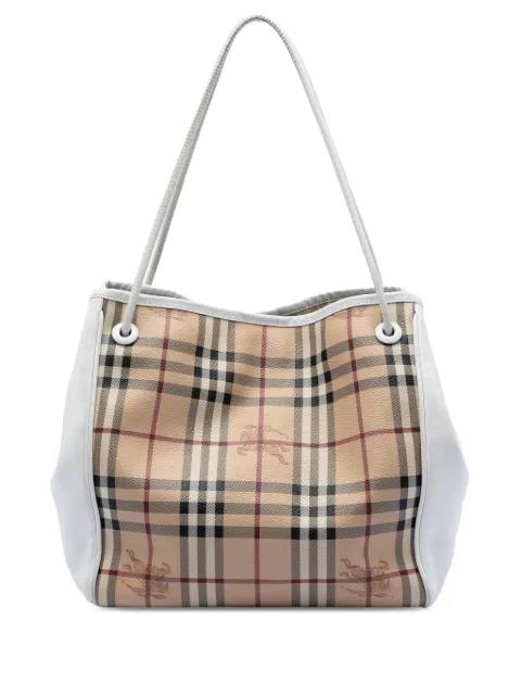 2000-2017 Small Leather Trimmed Haymarket Check Coated Canvas Canterbury tote bag by BURBERRY 
