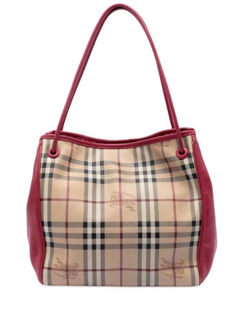 2000-2017 Small Leather Trimmed Haymarket Check Coated Canvas Canterbury tote bag by BURBERRY 