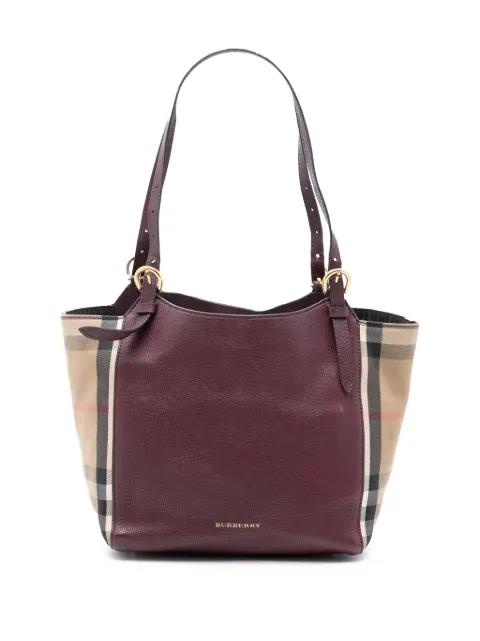 2000-2017 Small Leather and House Check Canvas Canterbury tote bag by BURBERRY 