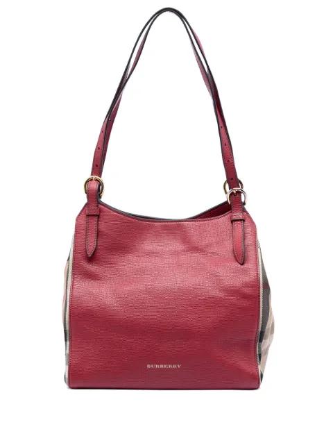 2000-2017 Small Leather and House Check Canvas Canterbury tote bag by BURBERRY 