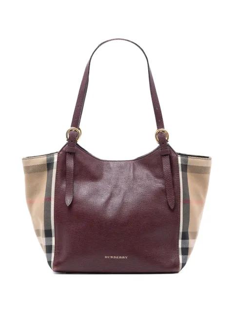 2000-2017 Small Leather and House Check Canvas Canterbury tote bag by BURBERRY 