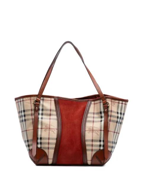 2000-2017 Small Suede Trimmed Haymarket Check Coated Canvas Canterbury tote bag by BURBERRY 