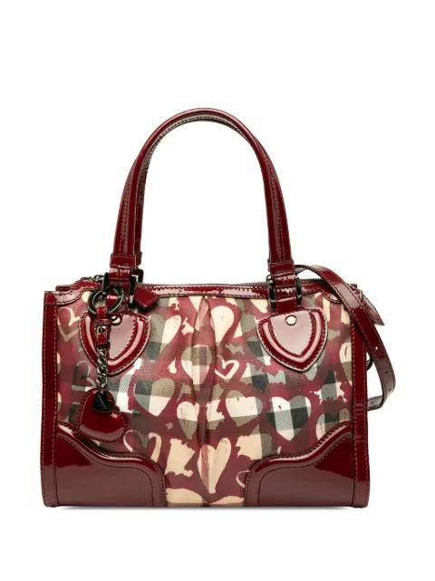 2010-2025 Patent Trimmed House Check Coated Canvas Hearts Pilgrim satchel by BURBERRY 