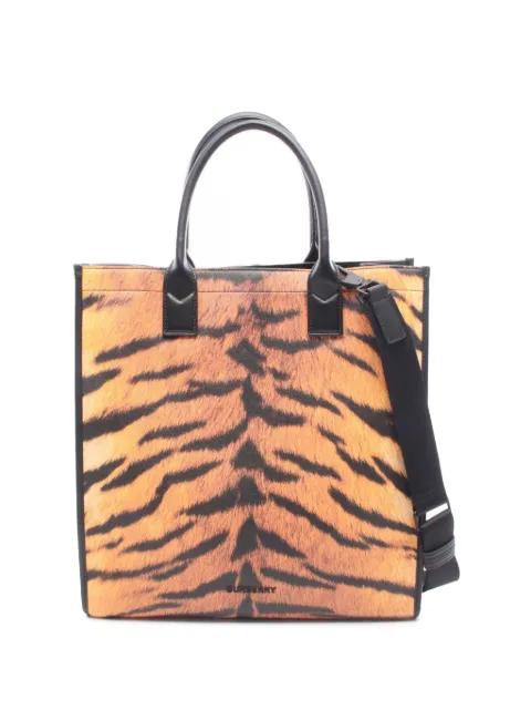2015-2026 Tiger Printed Coated Canvas Slim Denny Vertical Tote satchel by BURBERRY 