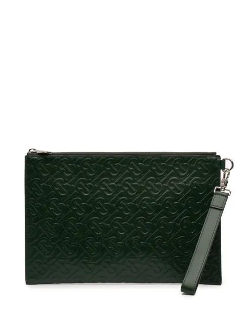 2018-2023 Embossed Leather TB Monogram clutch bag by BURBERRY 