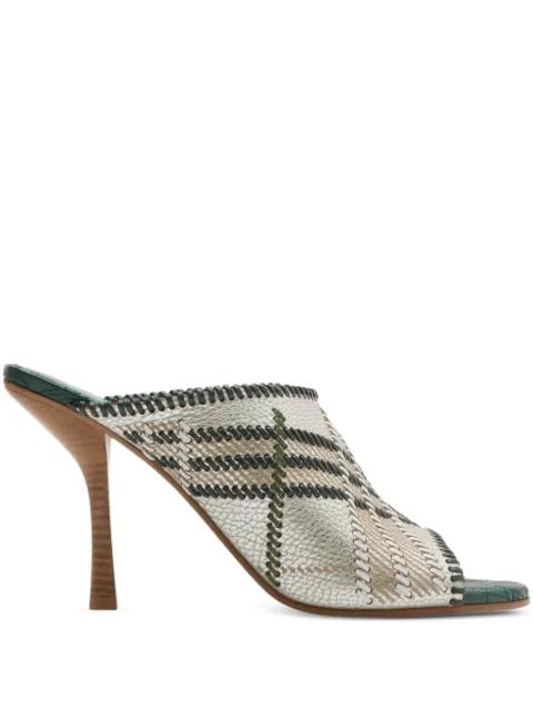 90mm checked leather sandals by BURBERRY