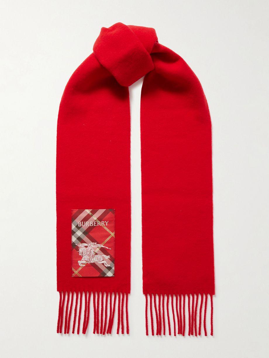 Appliquéd fringed cashmere scarf by BURBERRY