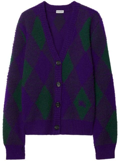 Argyle-intarsia wool cardigan by BURBERRY