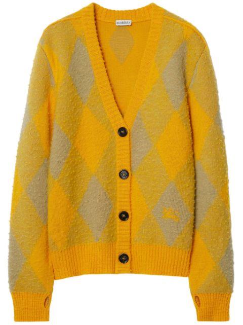 Argyle patterned-jacquard wool cardigan by BURBERRY