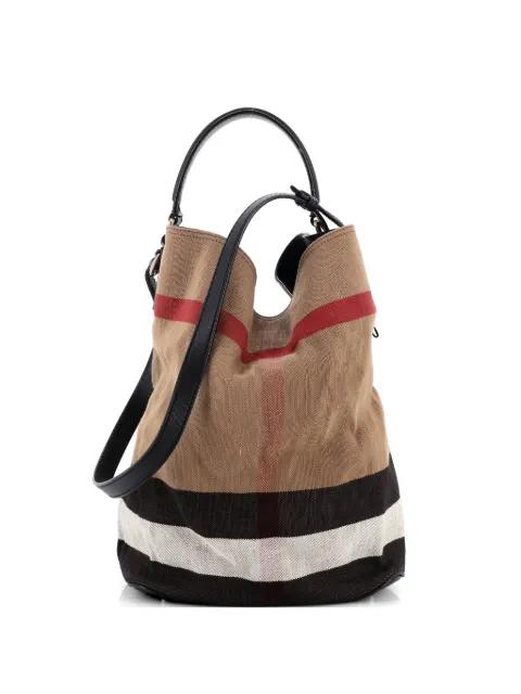 Ashby Bag House Check Canvas Medium bucket bag by BURBERRY 