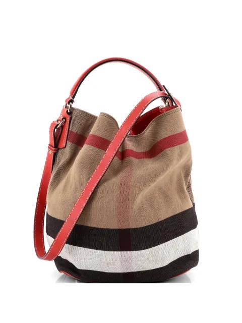 Ashby Bag House Check Canvas Medium bucket bag by BURBERRY 