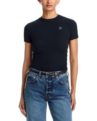 Avery Check Trim Stretch Modal Cashmere T-shirt by BURBERRY