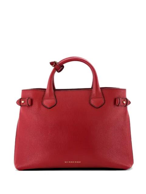 Banner Tote Leather and House Check Canvas Medium satchel by BURBERRY 