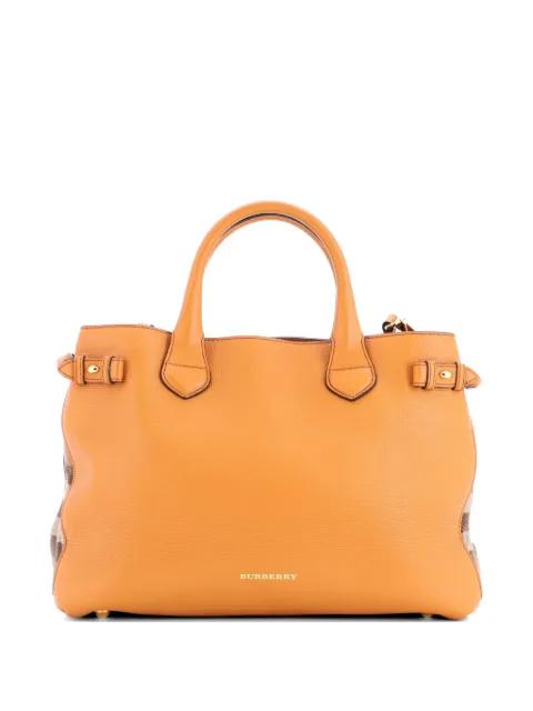 Banner Tote Leather and House Check Canvas Medium satchel by BURBERRY 