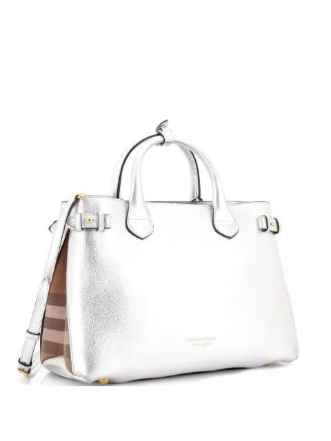 Banner Tote Leather and House Check Canvas Medium satchel by BURBERRY 