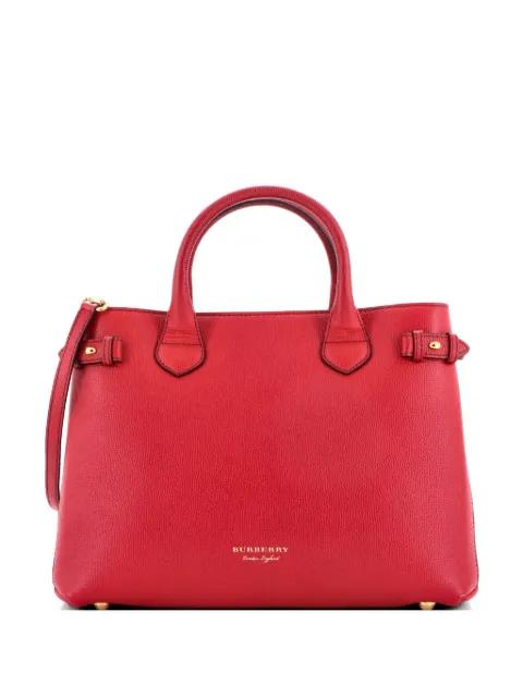 Banner Tote Leather and House Check Canvas Medium satchel by BURBERRY 