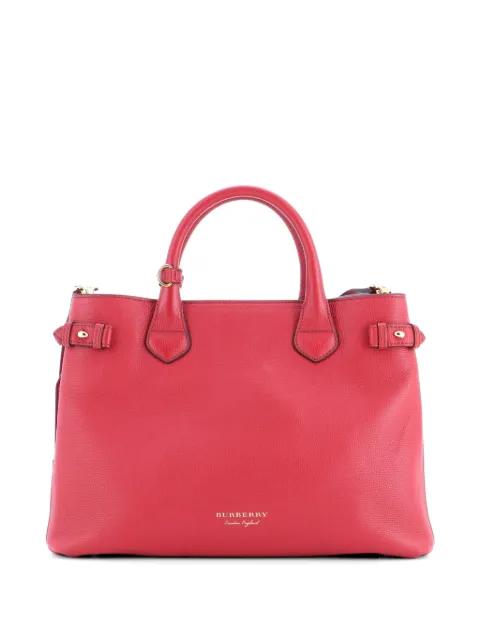 Banner Tote Leather and House Check Canvas Medium satchel by BURBERRY 