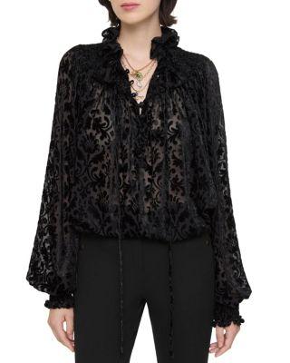 Baroque Silk Blend Velvet Blouse by BURBERRY